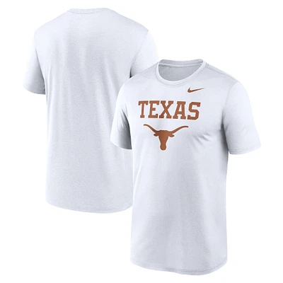 T-shirt Nike Texas Longhorns Lockup Legend Performance pour homme, blanc