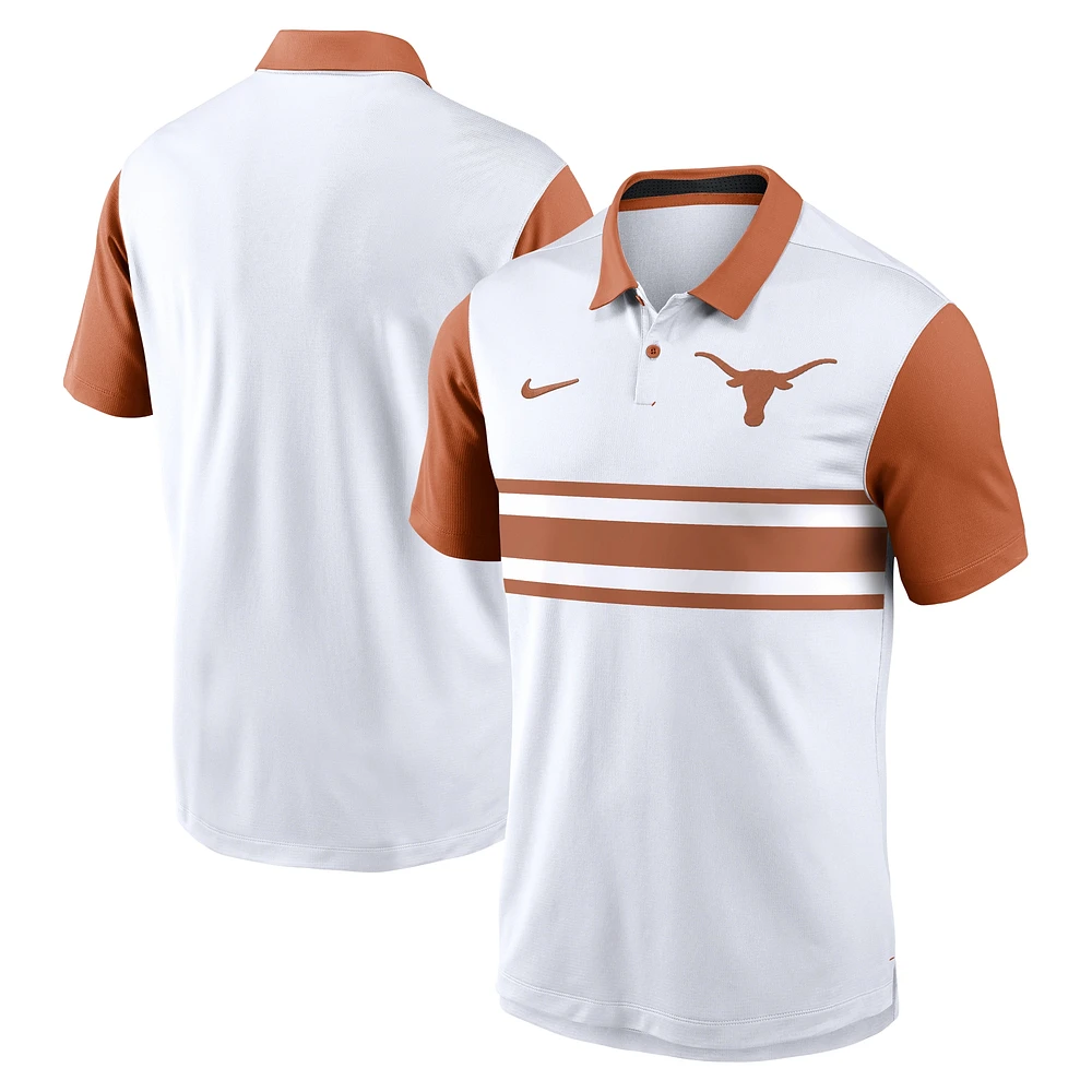 Polo Nike blanc Texas Longhorns Primetime Campus Vapor Performance pour homme