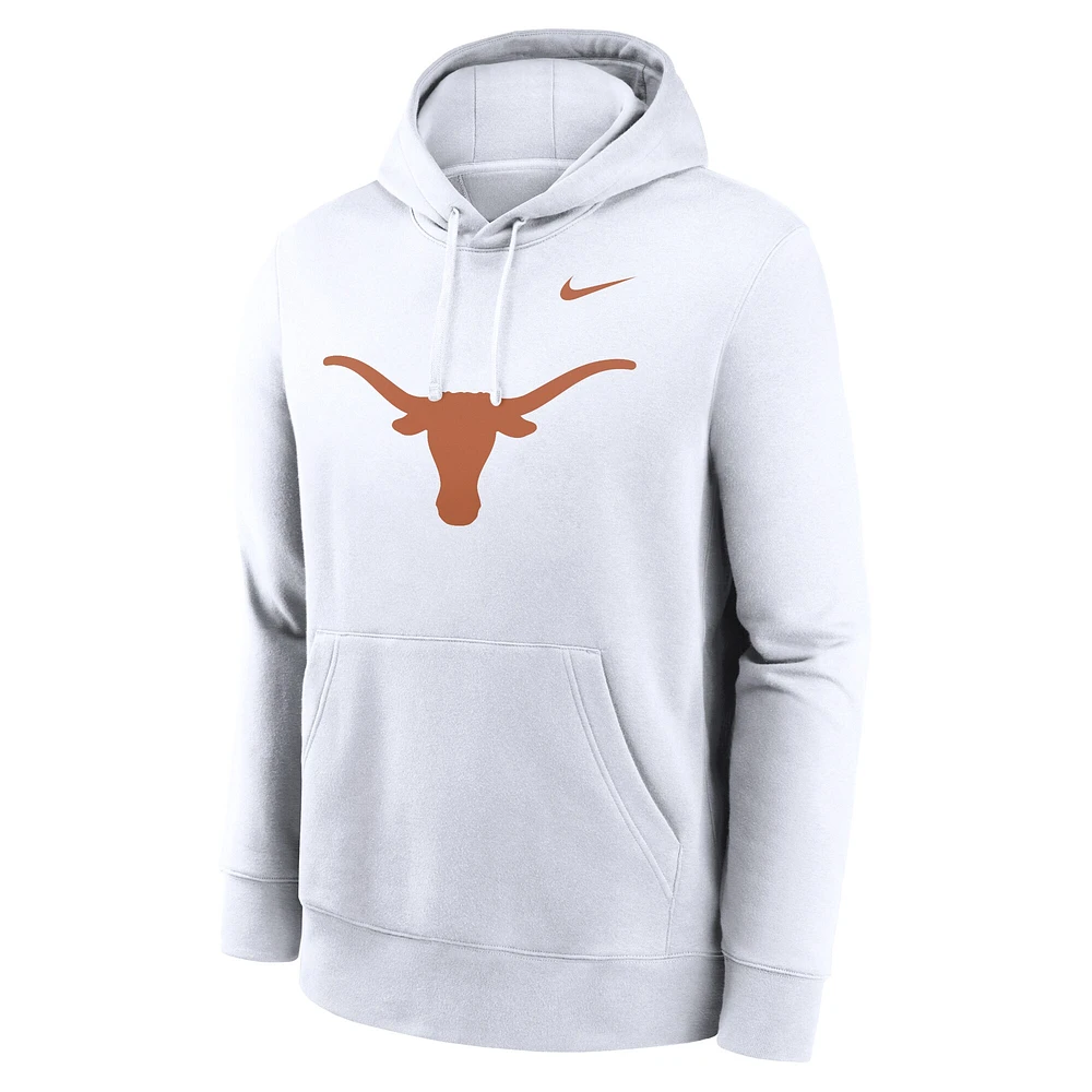Sweat à capuche en polaire Nike Texas Longhorns Primetime Club pour homme, blanc