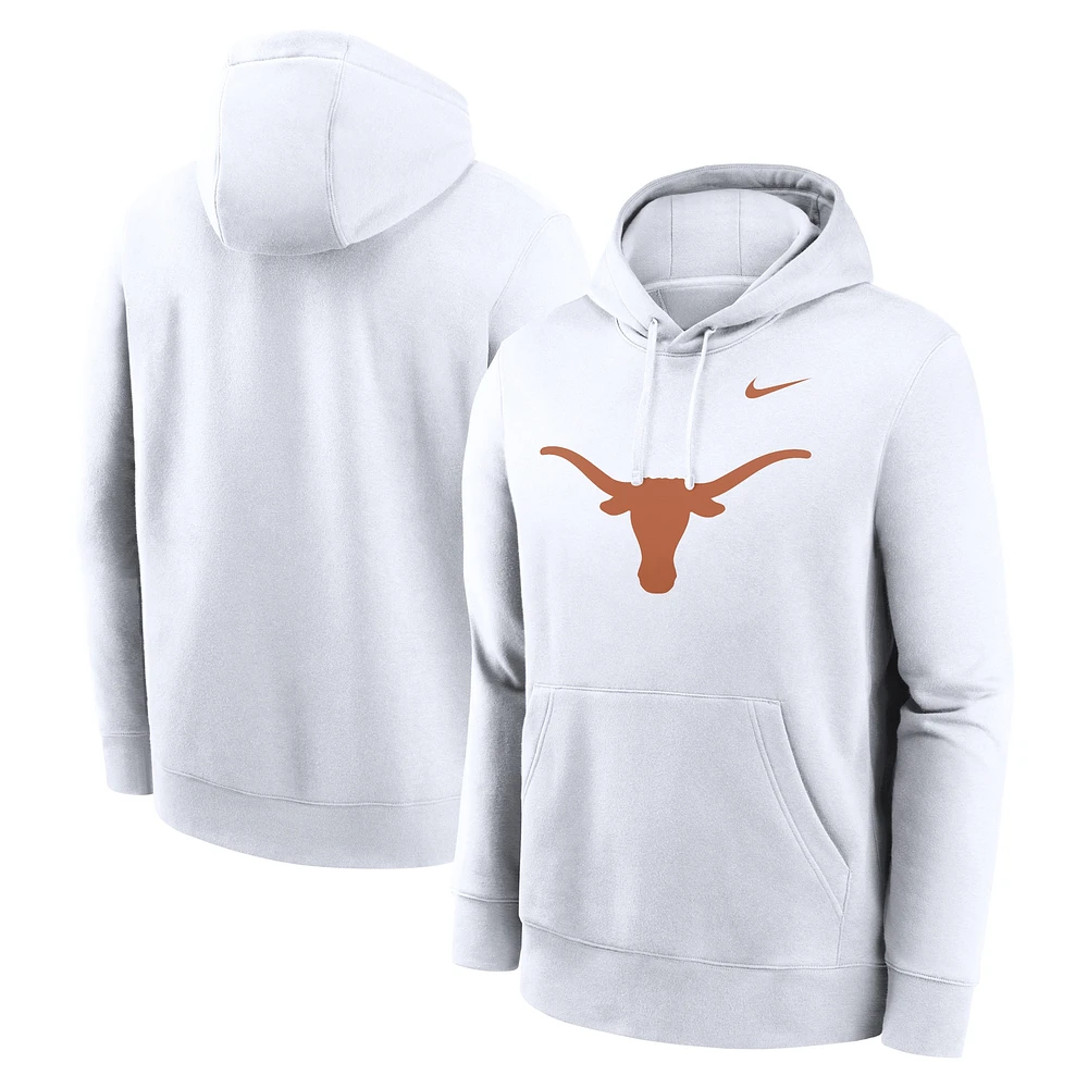 Sweat à capuche en polaire Nike Texas Longhorns Primetime Club pour homme, blanc