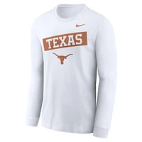 Men's Nike White Texas Longhorns Two-Hit Classic Location Long Sleeve T-Shirt