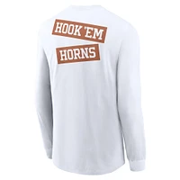 Men's Nike White Texas Longhorns Two-Hit Classic Location Long Sleeve T-Shirt