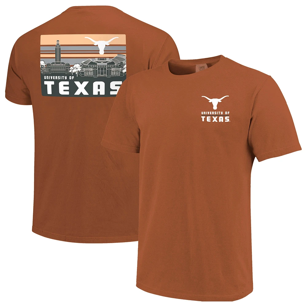 Men's Texas Orange Longhorns Striped Campus Skyline T-Shirt