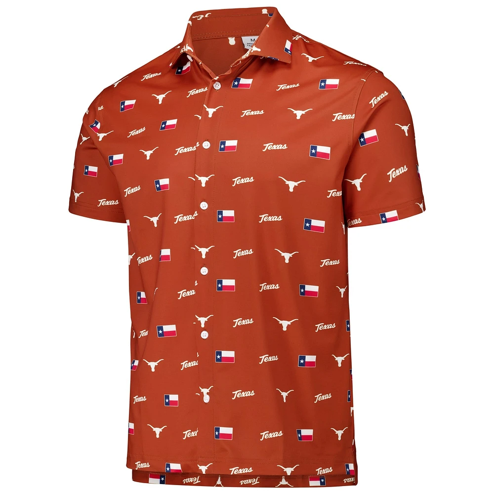 Men's Texas Orange Longhorns Icons Tri-Blend Button-Up Polo