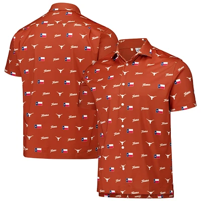 Polo boutonné tri-mélange Texas Icons Longhorns orange pour hommes