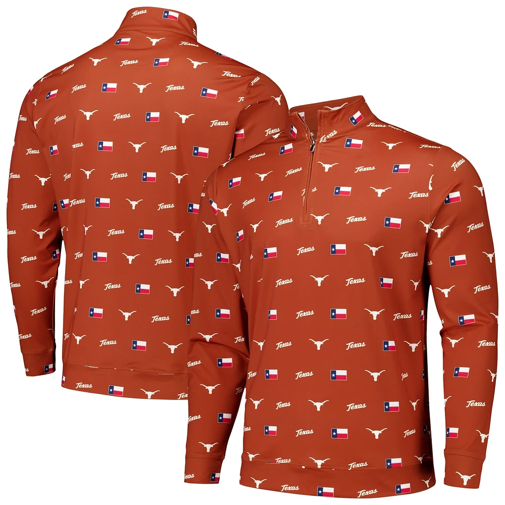 Men's Texas Orange Longhorns Icons Tri-Blend Half-Zip Jacket