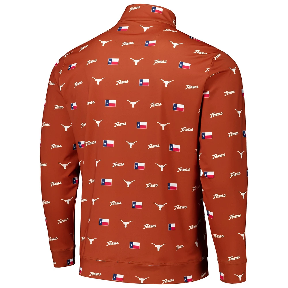 Veste à demi-zip tri-mélange Texas Longhorns Icons pour hommes