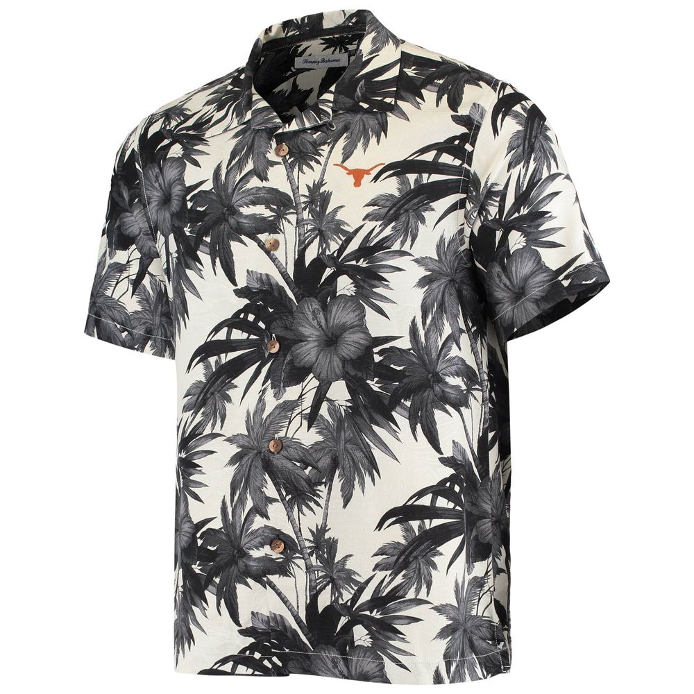 Men's Tommy Bahama Black Texas Longhorns Harbor Island Hibiscus Button-Up Shirt