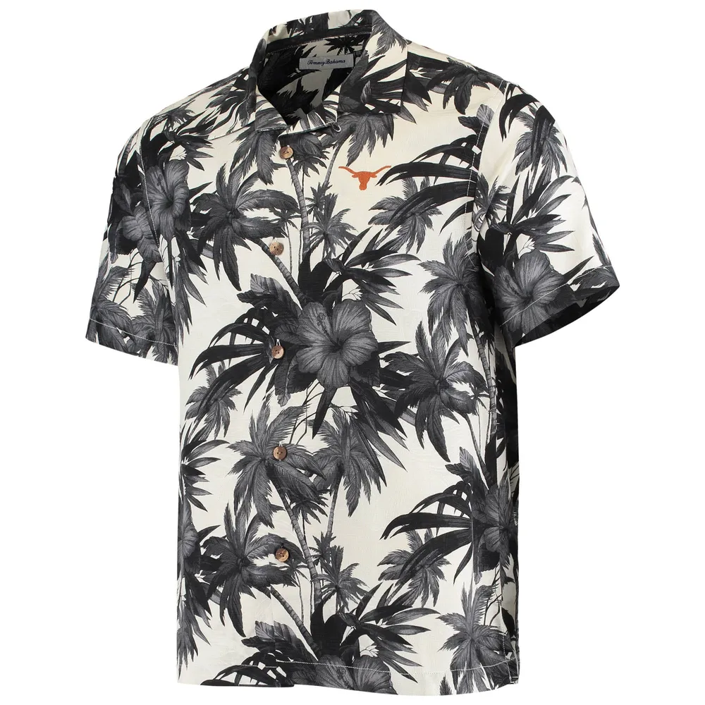 Chemise boutonnée Tommy Bahama pour homme, noire, Texas Longhorns Harbor Island Hibiscus