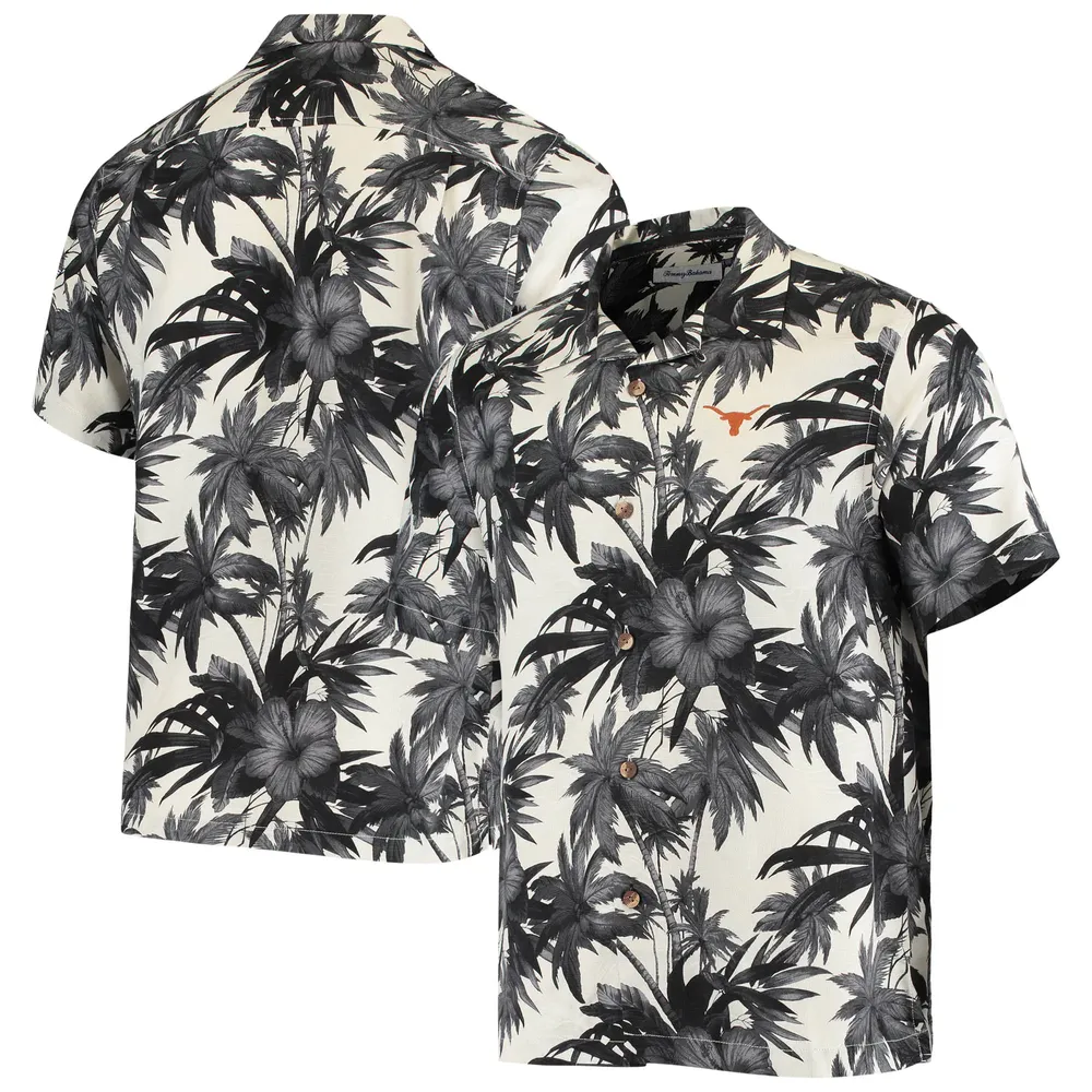 Chemise boutonnée Tommy Bahama pour homme, noire, Texas Longhorns Harbor Island Hibiscus