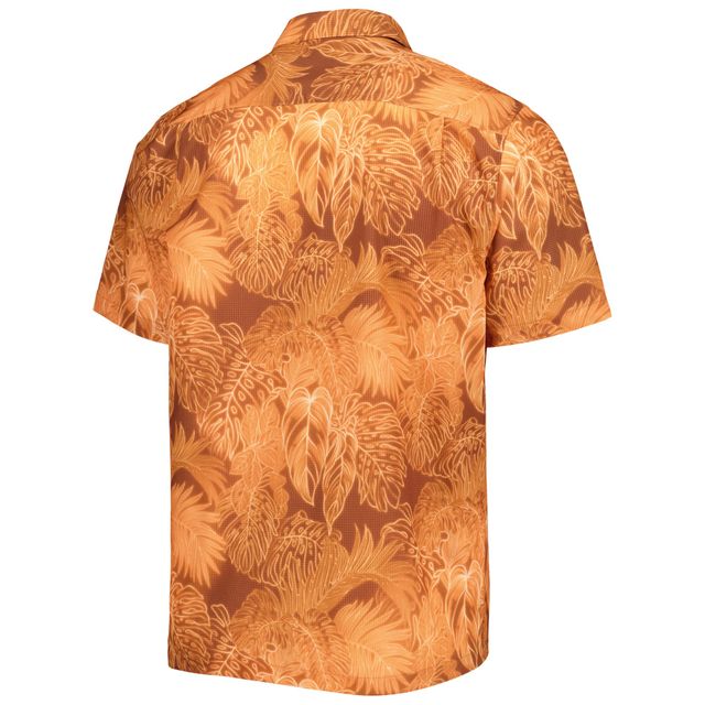 Chemise de camp boutonnée Tommy Bahama Texas Orange Longhorns Coast Frondes luminescentes IslandZone