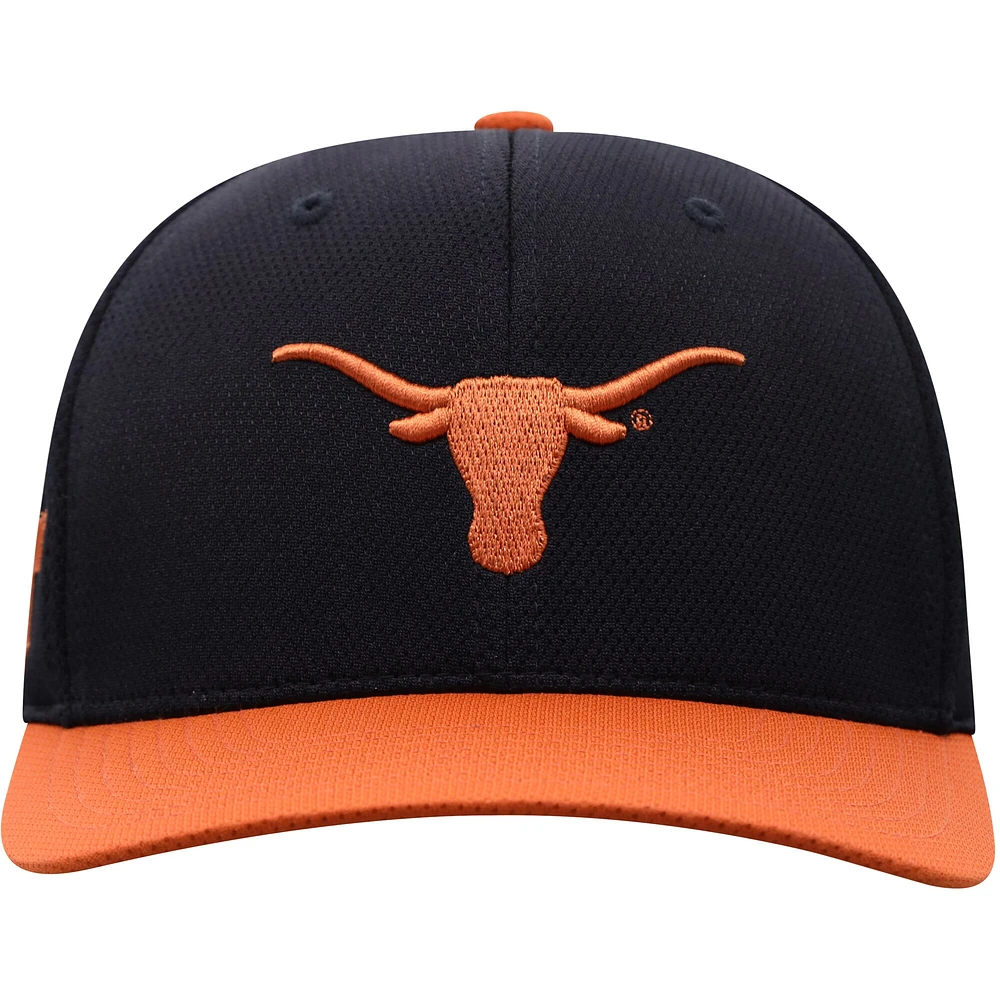 Men's Top of the World Black/Texas Orange Texas Longhorns Two-Tone Reflex Hybrid Tech Flex Hat
