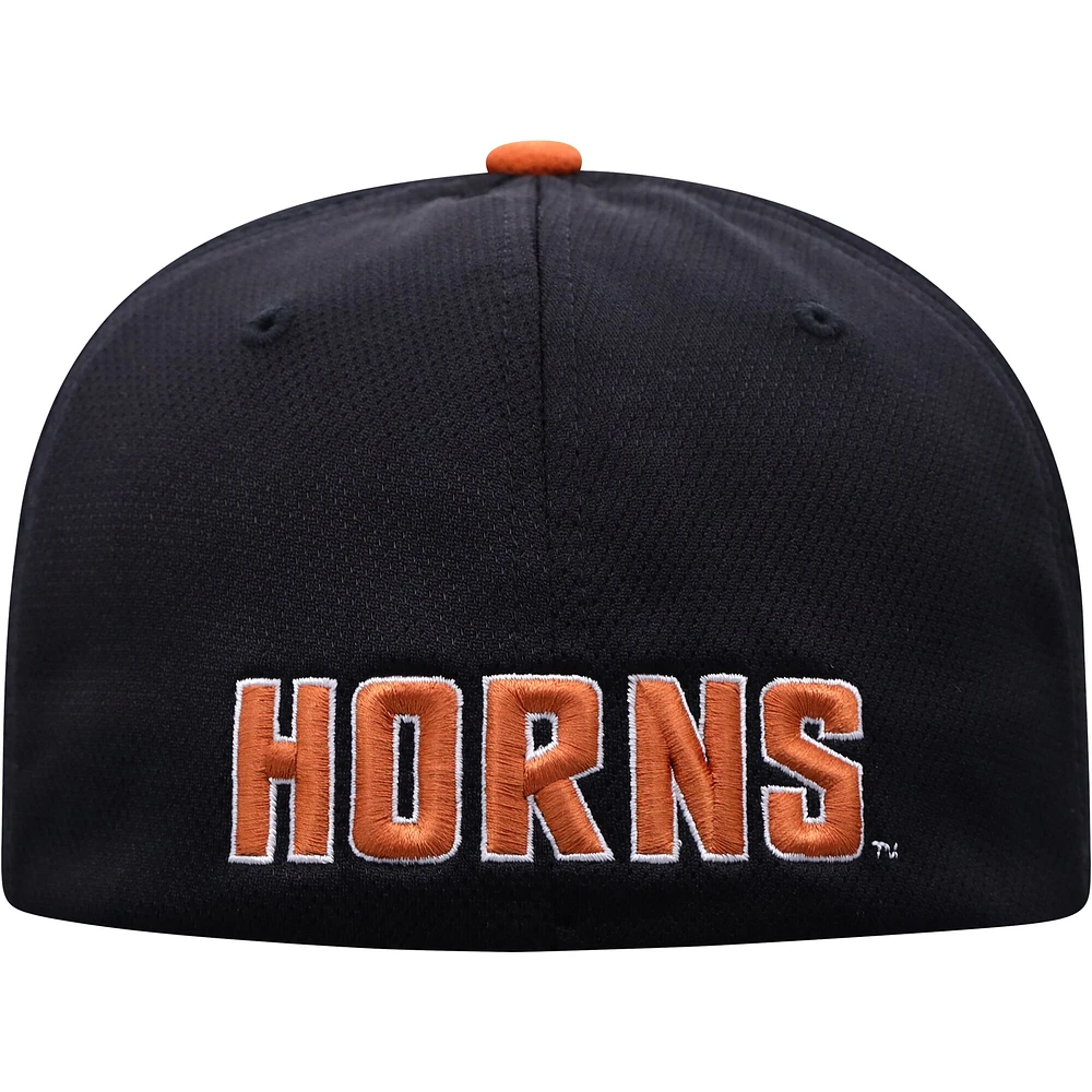 Men's Top of the World Black/Texas Orange Texas Longhorns Two-Tone Reflex Hybrid Tech Flex Hat