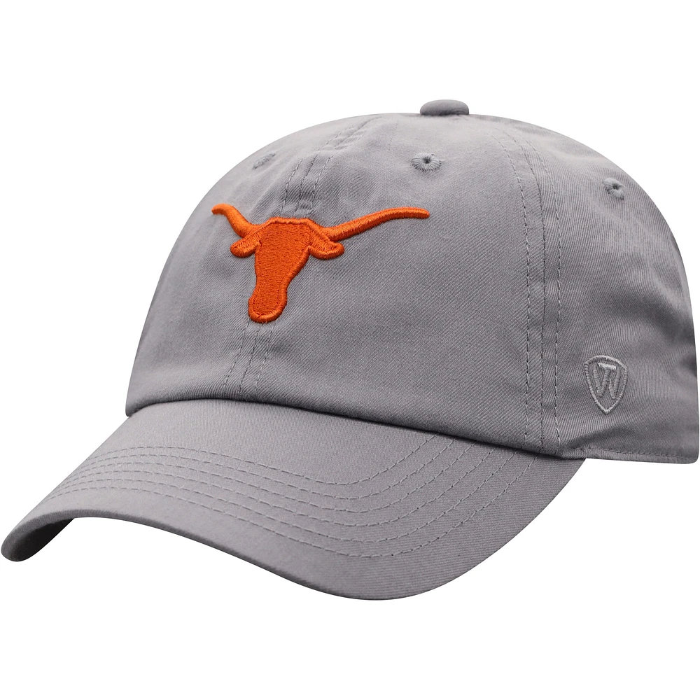 Casquette ajustable Texas Longhorns grise Top of the World pour homme