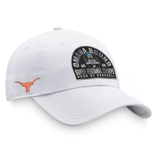 Top of the World pour hommes Blanc Texas Longhorns 2022 NCAA Baseball Super Regional Champions Vestiaire Casquette réglable