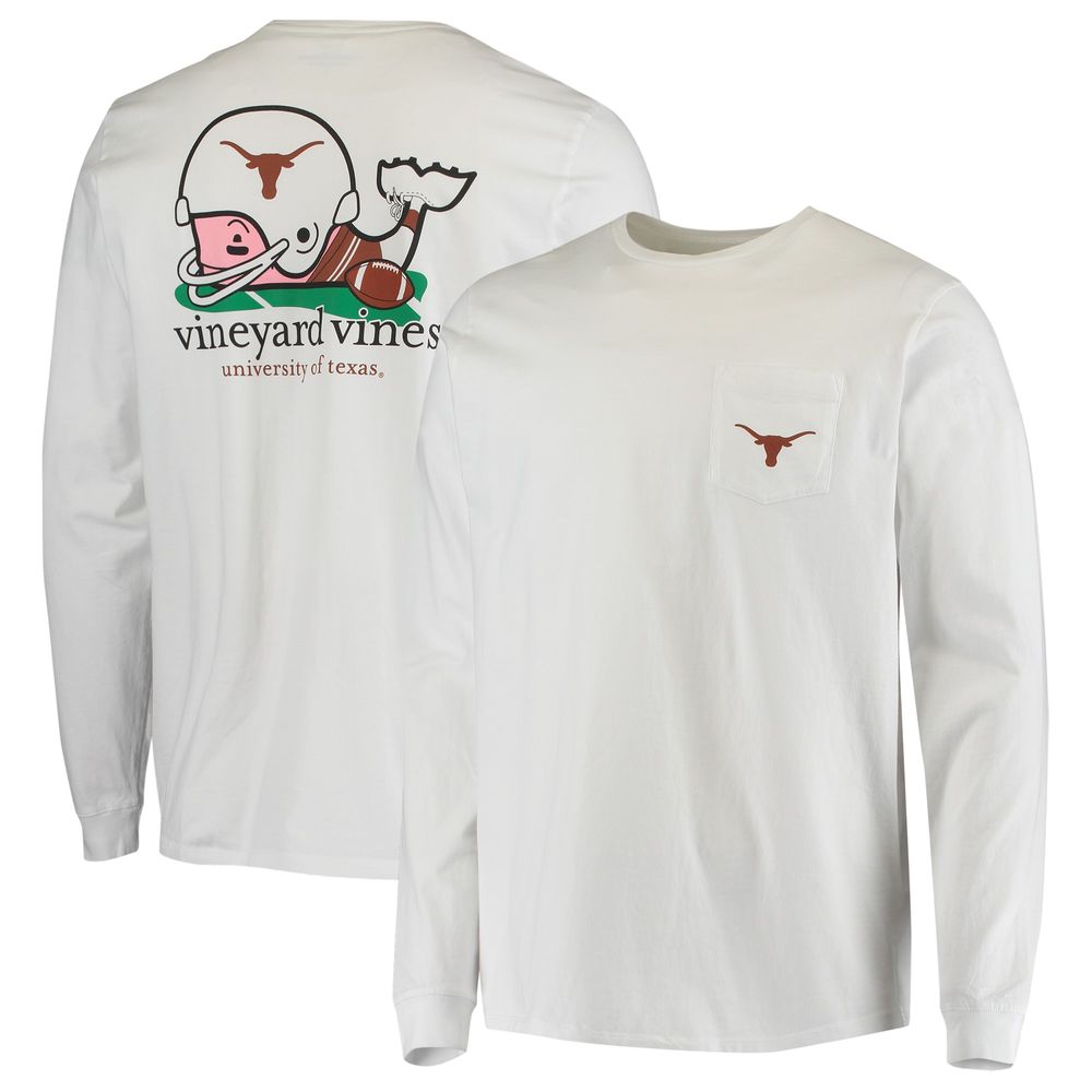 Men's Vineyard Vines White Houston Texans Team Whale Helmet T-Shirt