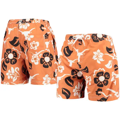 Texas Longhorns Wes & Willy Floral Volley Logo Swim Trunks - Orange