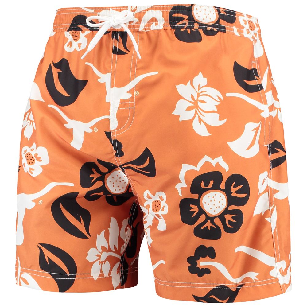 Men's Wes & Willy Texas Orange Longhorns Floral Volley Logo Swim Trunks