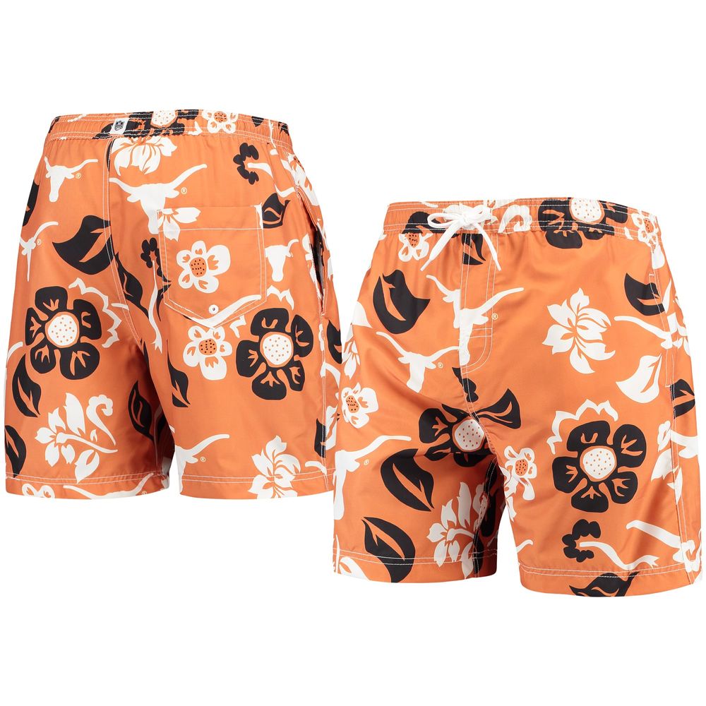 Men's Wes & Willy Texas Orange Longhorns Floral Volley Logo Swim Trunks