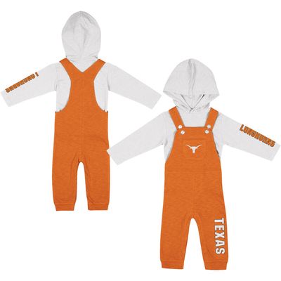 Newborn & Infant Colosseum Heathered Texas Orange/White Longhorns Chim-Chim Long Sleeve Hoodie T-Shirt Overall Set