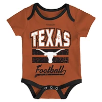 Newborn & Infant Mitchell Ness Texas Orange Longhorns 3-Pack Bodysuit, Bib and Bootie Set