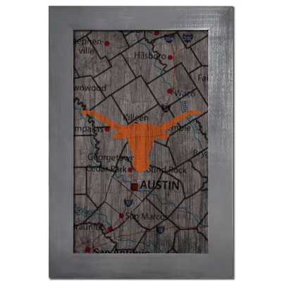 Texas Longhorns 11'' x 19'' Framed Team City Map Sign
