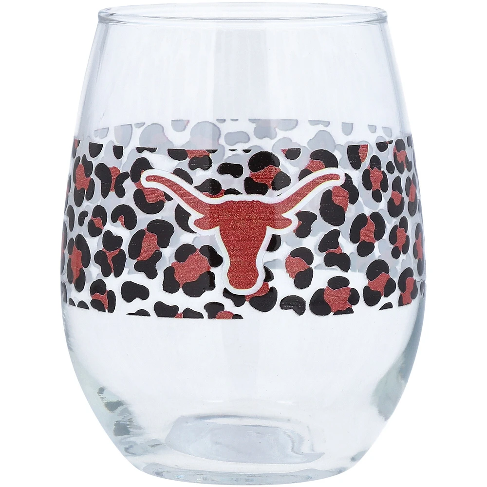 Texas Longhorns 15oz. Leopard Stemless Glass