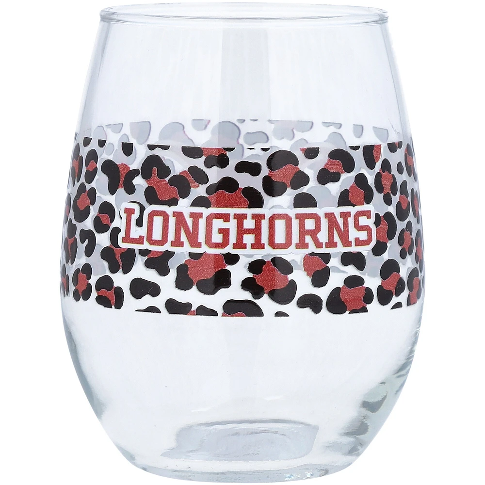 Longhorns du Texas 15 oz. Verre sans pied léopard