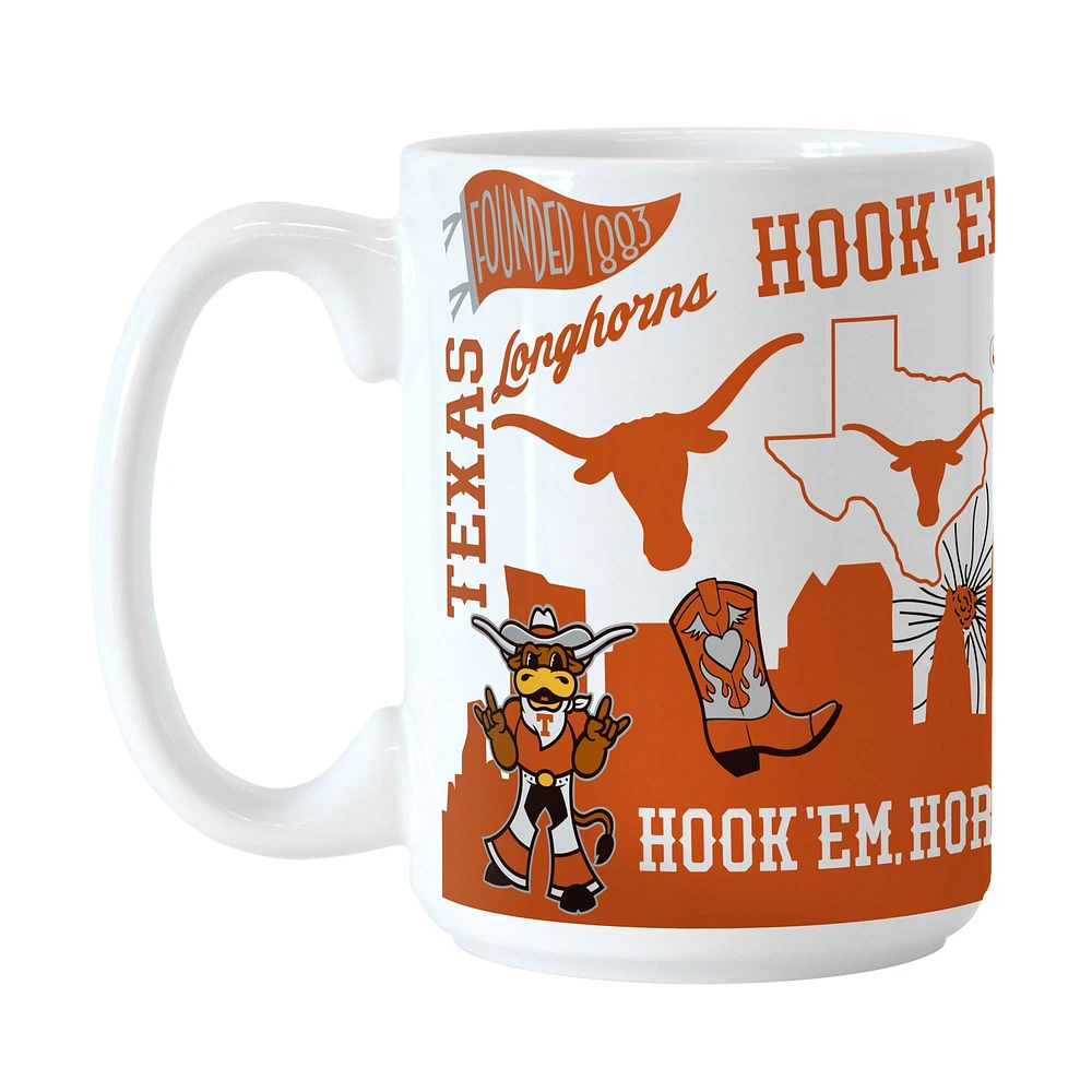 Longhorns du Texas 15 oz. Tasse en céramique indigène