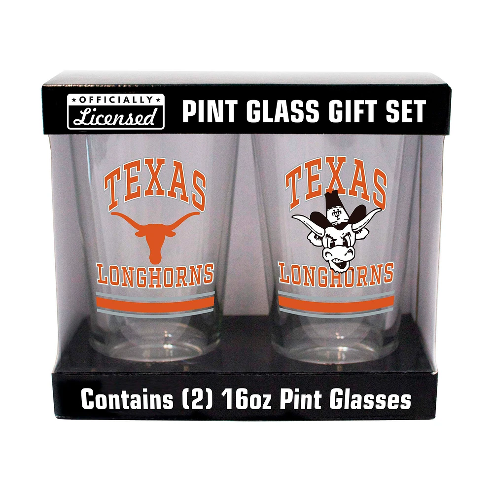 Longhorns du Texas 16oz. Verre à pinte, paquet de deux