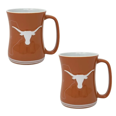 Lot de deux tasses sculptées pour barista Texas Longhorns de 16 oz