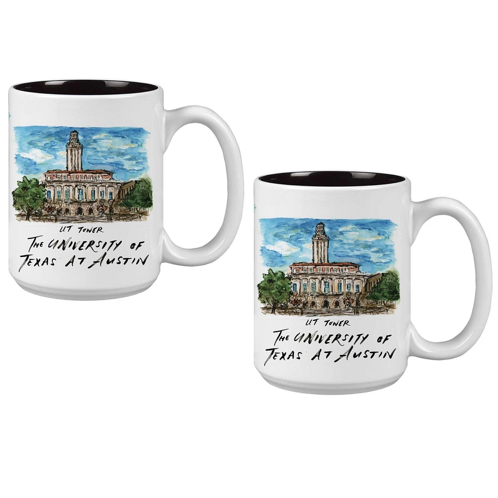 Lot de 2 tasses de 15 oz des Texas Longhorns Laura Wilcox University