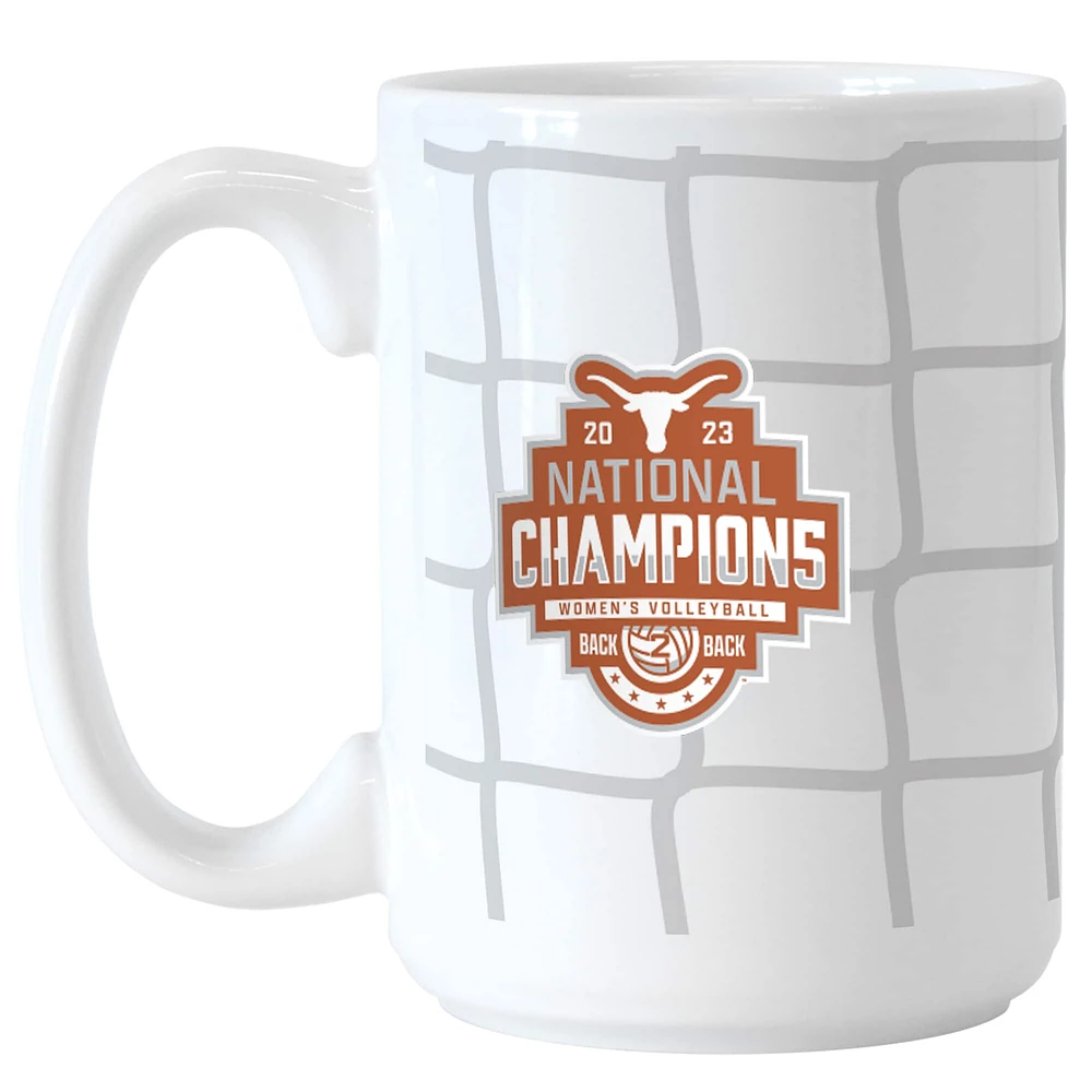 Texas Longhorns Champions nationaux de volleyball féminin NCAA 2023 15oz. Tasse sublimée