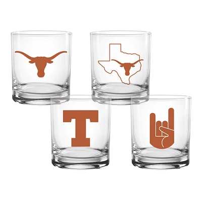 Lot de 4 verres à whisky de collection Texas Longhorns de 14 oz