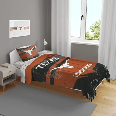 Texas Longhorns Slanted Stripe 4-Piece Twin Bed Set