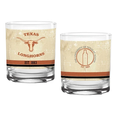 Texas Longhorns paquet de deux 14oz. Ensemble de verres vintage beige