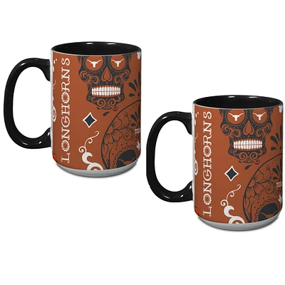 Lot de deux tasses Texas Longhorns « Dia de Los Muertos »