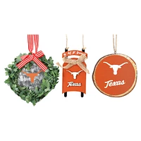 The Memory Company Texas Longhorns Three-Pack Wreath, Sled & Circle Ornament Set