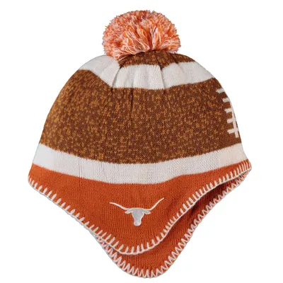 Texas Longhorns Toddler Football Head Knit Hat with Pom - Brown/Texas Orange