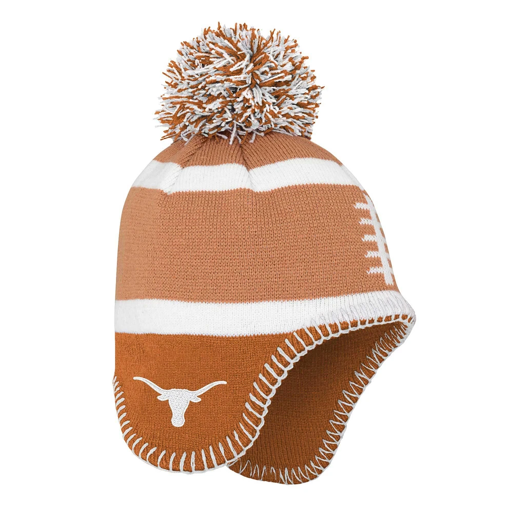 Bonnet tricoté avec pompon pour tout-petits Fanatics Brown Texas Longhorns Football Head