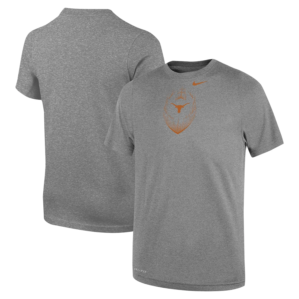 T-shirt de football Nike gris pour enfant Texas Longhorns Legend Performance