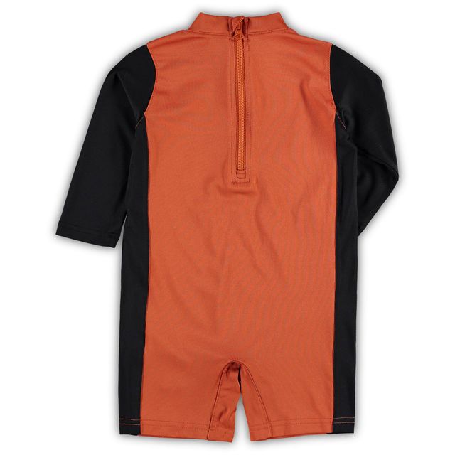 Combinaison néoprène Texas Longhorns Wave Runner orange brûlé/noir pour tout-petit