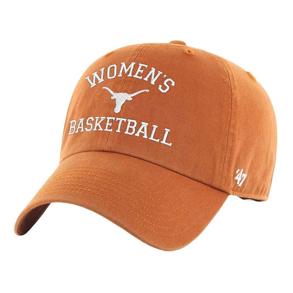 Unisex '47 Texas Orange Texas Longhorns Women's Basketball Archway Clean Up Adjustable Hat