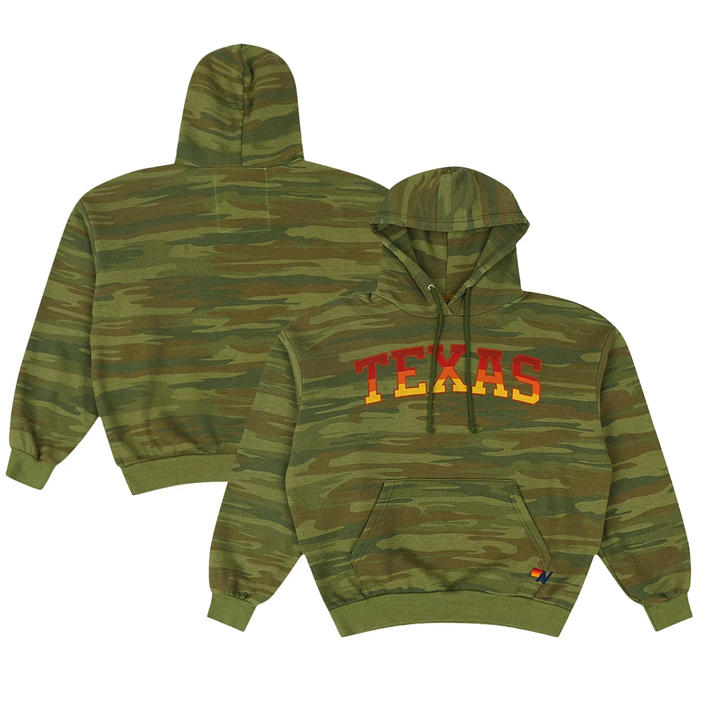 Sweat à capuche unisexe motif camouflage Aviator Nation Texas Longhorns, mélange tri-mélange décontracté