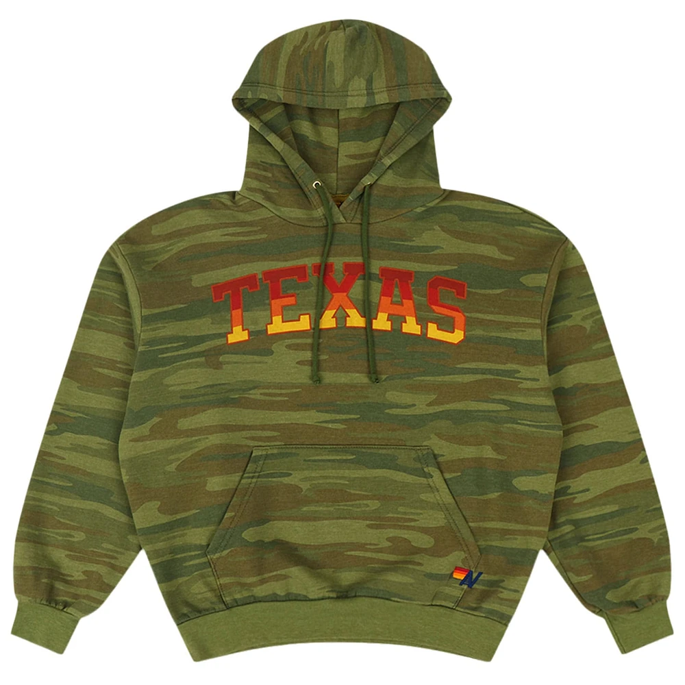 Sweat à capuche unisexe motif camouflage Aviator Nation Texas Longhorns, mélange tri-mélange décontracté