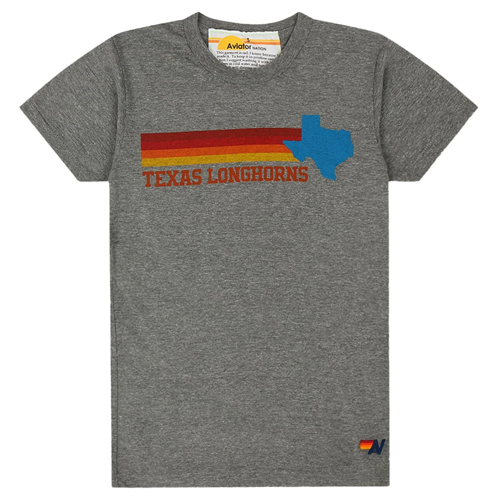 T-shirt unisexe gris chiné Aviator Nation Texas Longhorns Tri-Blend