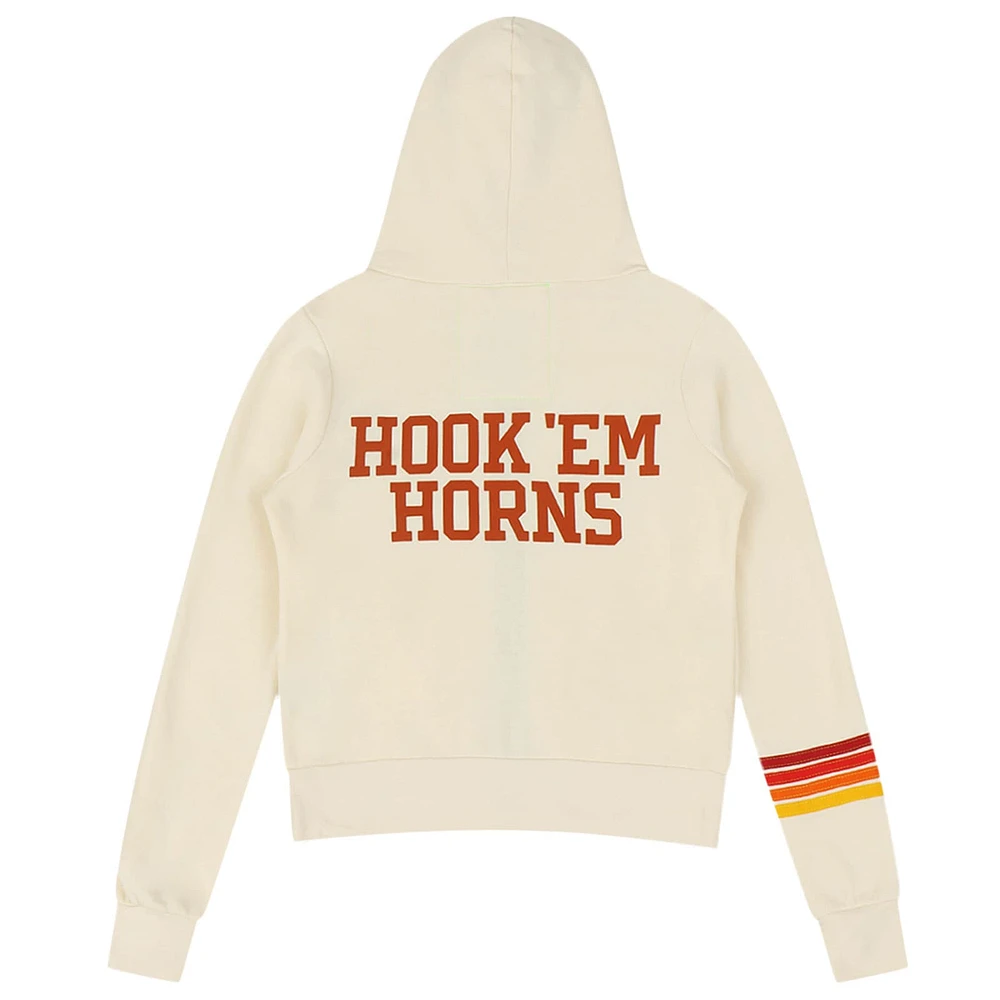 Sweat à capuche unisexe fermeture éclair complète Aviator Nation White Texas Longhorns Hook Em Tri-Blend