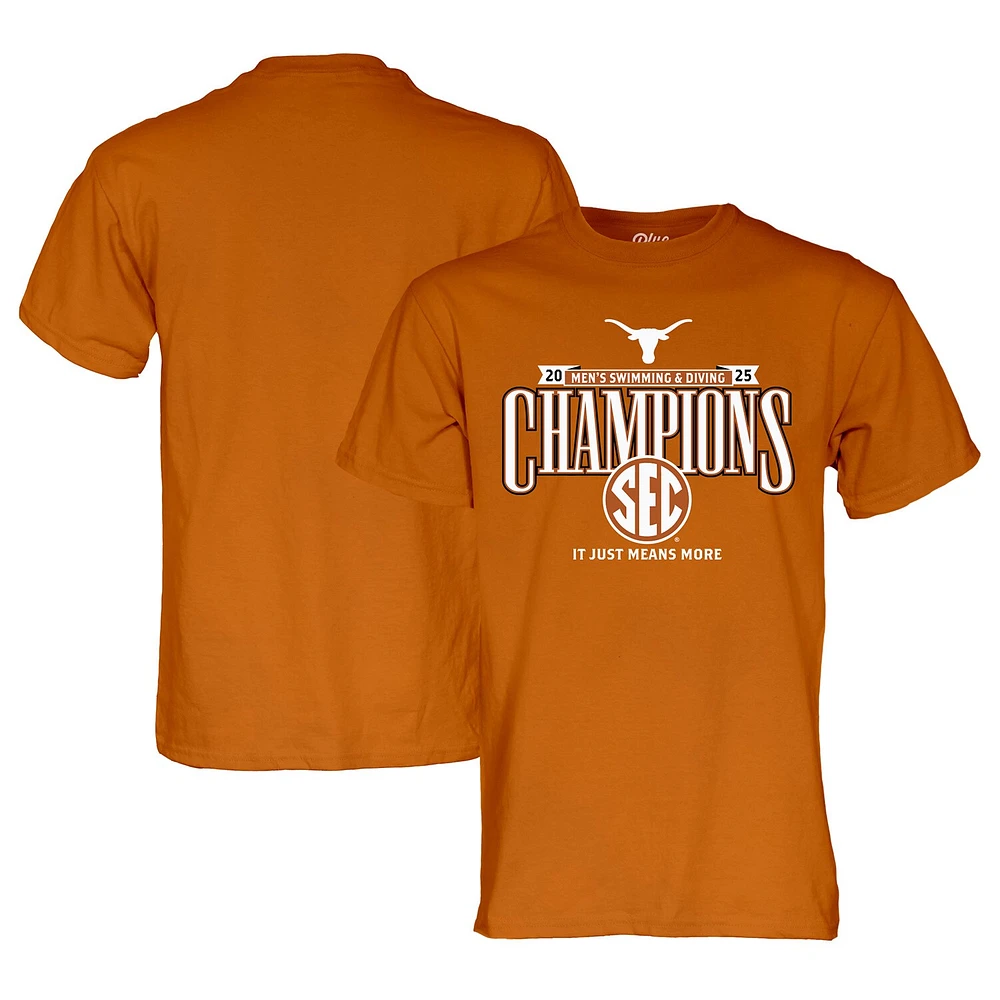 Unisex Blue 84  Texas Orange Longhorns 2025 SEC Men's Swimming and Diving Conference Champions Locker Room T-Shirt
