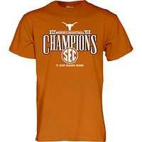 T-shirt unisexe bleu 84 Texas Orange Longhorns 2025 SEC Champions de la saison régulière basket-ball féminin pour vestiaire