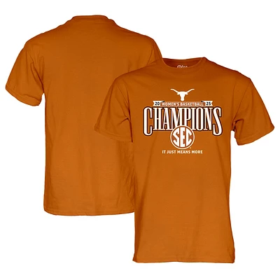 T-shirt unisexe bleu 84 Texas Orange Longhorns 2025 SEC Champions de la saison régulière basket-ball féminin pour vestiaire